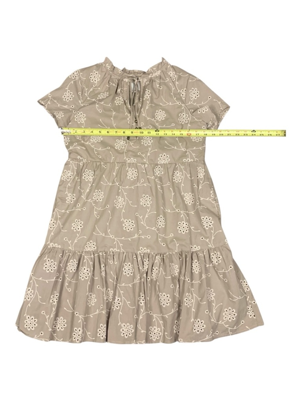 NWOT J By Joie Beige White Embroidered Boho Tiered Cotton Dress Coquette Small - Picture 7 of 10
